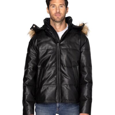 Threadfast Apparel Unisex Vegan Leather Puffer Jacket 397J Unisex Vegan Leather Puffer Jacket Thumbnail