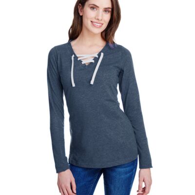 Live and Tell by LAT Ladies' Long Sleeve Fine Jersey Lace-Up T-Shirt LA3538 Ladies' Long Sleeve Fine Jersey Lace-Up T-Shirt Thumbnail