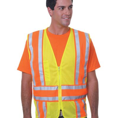 Bayside Unisex USA Made Class 2, Level 2 ANSI High Vis Mesh Safety Vest BA3787 Unisex USA Made Class 2, Level 2 ANSI High Vis Mesh Safety Vest Thumbnail