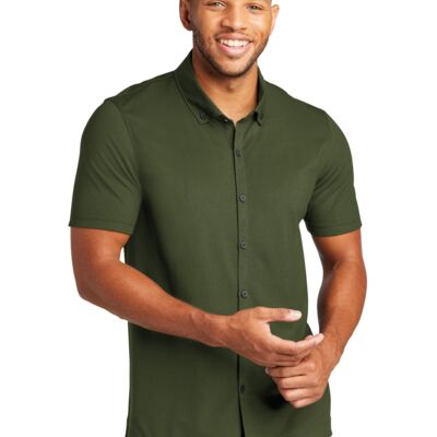 Mercer+Mettle Stretch Pique Full Button Polo MM1006 Stretch Pique Full Button Polo Thumbnail