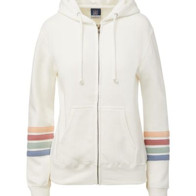 MV Sport Women's Striped Sleeves Full-Zip Hooded Sweatshirt W22732 Women's Striped Sleeves Full-Zip Hooded Sweatshirt Thumbnail
