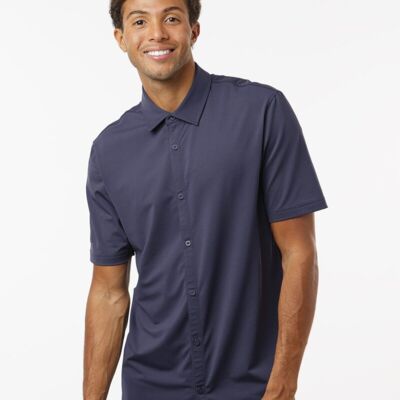 Adidas Men's Full Button Down Short Sleeve Shirt A595 Men's Full Button Down Short Sleeve Shirt Thumbnail
