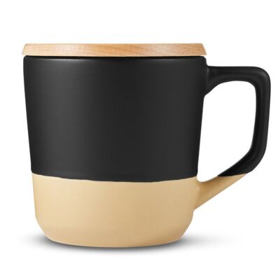 Prime Line 16.5oz Boston Ceramic Mug With Wood Lid CM116 16.5oz Boston Ceramic Mug With Wood Lid Thumbnail