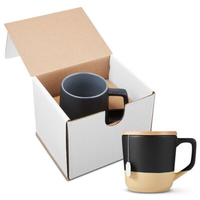 Prime Line 16.5oz Boston Ceramic Mug With Wood Lid In Mailer GCM116 16.5oz Boston Ceramic Mug With Wood Lid In Mailer Thumbnail