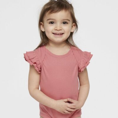 Rabbit Skins Infant Flutter Sleeve Baby Rib Bodysuit 4439 Infant Flutter Sleeve Baby Rib Bodysuit Thumbnail