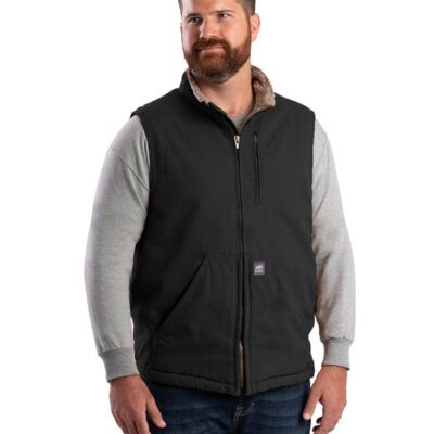 Berne Apparel Men's Heartland Sherpa-Lined Washed Duck Vest V818 Men's Heartland Sherpa-Lined Washed Duck Vest Thumbnail