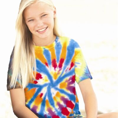 Dyenomite Youth Rainbow Cut-Spiral Tie-Dyed T-Shirt 20BTD Youth Rainbow Cut-Spiral Tie-Dyed T-Shirt Thumbnail