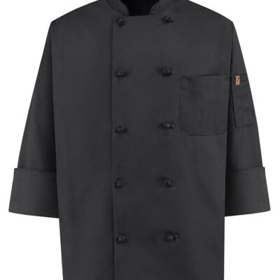 Chef Designs Black Knot Button Chef Coat 0427 Black Knot Button Chef Coat Thumbnail