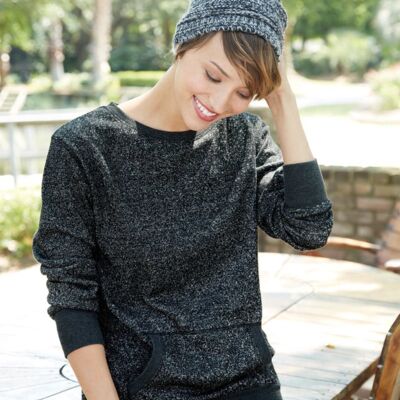 J. America Women’s Glitter French Terry Wide Neck Sweatshirt 8867 Women’s Glitter French Terry Wide Neck Sweatshirt Thumbnail