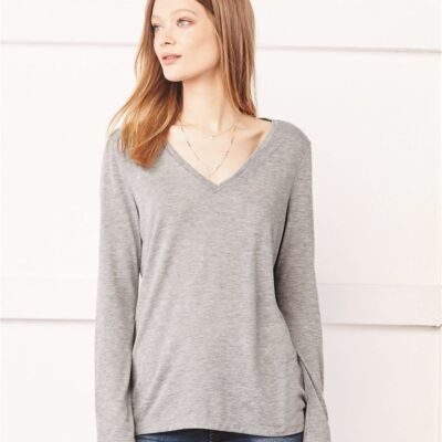 Bella + Canvas Women's Flowy Long Sleeve V-Neck Tee 8855 Women's Flowy Long Sleeve V-Neck Tee Thumbnail
