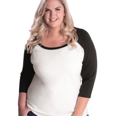 LAT Women's Curvy Collection Baseball Three-Quarter Sleeve Tee 3830 Women's Curvy Collection Baseball Three-Quarter Sleeve Tee Thumbnail