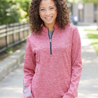 Adidas Women's Brushed Terry Heathered Quarter-Zip Pullover A285 Women's Brushed Terry Heathered Quarter-Zip Pullover Thumbnail