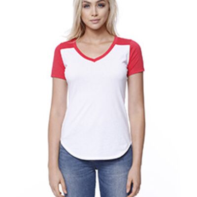 StarTee Ladies' CVC Varsity V-Neck T-Shirt ST1432 Ladies' CVC Varsity V-Neck T-Shirt Thumbnail