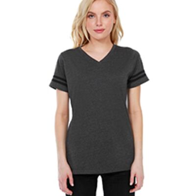 StarTee Ladies' CVC Striped Varsity T-Shirt ST1433 Ladies' CVC Striped Varsity T-Shirt Thumbnail