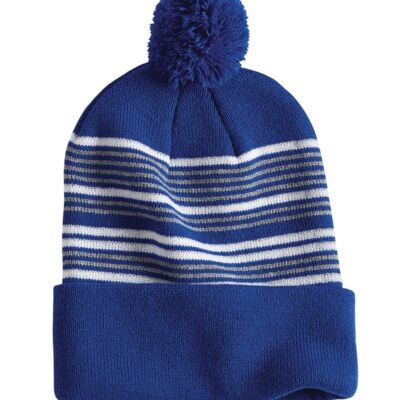 Sportsman 12" Striped Pom-Pom Cuffed Beanie SP60 12" Striped Pom-Pom Cuffed Beanie Thumbnail