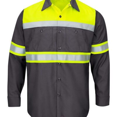 Red Kap Men's Tall Hi-Visibility Colorblock Ripstop Long Sleeve Work Shirt SY70T Men's Tall Hi-Visibility Colorblock Ripstop Long Sleeve Work Shirt Thumbnail