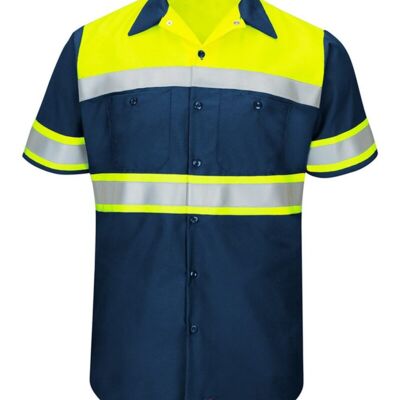 Red Kap Men's Tall Hi-Visibility Colorblock Ripstop Short Sleeve Work Shirt SY80T Men's Tall Hi-Visibility Colorblock Ripstop Short Sleeve Work Shirt Thumbnail