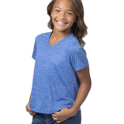 Boxercraft Girls' Snow Heather V-Neck T-Shirt YT34 Girls' Snow Heather V-Neck T-Shirt Thumbnail
