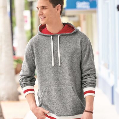 J. America Unisex Peppered Fleece Lapover Hooded Sweatshirt 8701 Unisex Peppered Fleece Lapover Hooded Sweatshirt Thumbnail