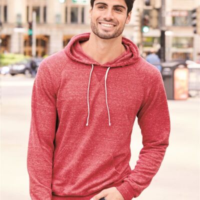 Unisex Snow Heather French Terry Raglan Hooded Sweatshirt Thumbnail