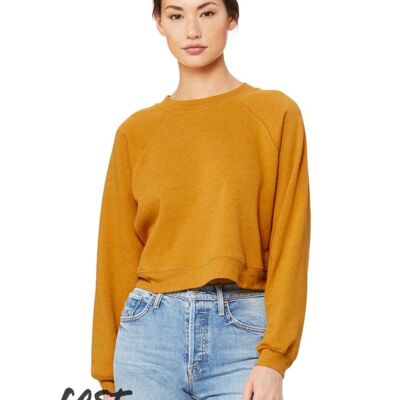 Bella + Canvas Women's Crop Raglan Fleece Crewneck Sweatshirt 7505 Women's Crop Raglan Fleece Crewneck Sweatshirt Thumbnail