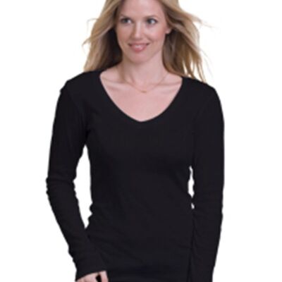 Bayside Women's USA-Made Deep V-Neck Long Sleeve T-Shirt 3415 Women's USA-Made Deep V-Neck Long Sleeve T-Shirt Thumbnail