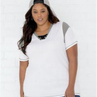 LAT Women's Curvy Lace Up Fine Jersey Tee 3833 Women's Curvy Lace Up Fine Jersey Tee Thumbnail
