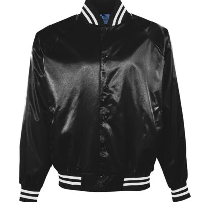 Augusta Sportswear Unisex Satin Baseball Jacket Striped Trim 3610 Unisex Satin Baseball Jacket Striped Trim Thumbnail
