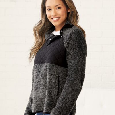 Boxercraft Women's Quilted Fuzzy Fleece Snap PlacketPullover FZ06 Women's Quilted Fuzzy Fleece Snap PlacketPullover Thumbnail