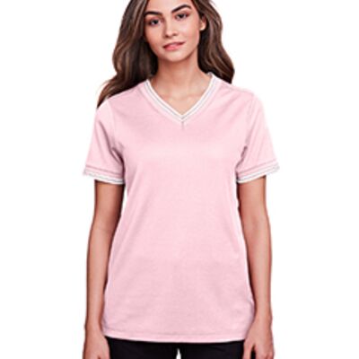 Devon & Jones CrownLux Performance® Ladies' Plaited Tipped V-Neck Top DG20CW CrownLux Performance® Ladies' Plaited Tipped V-Neck Top Thumbnail