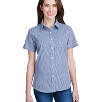 Artisan Collection by Reprime Ladies' Microcheck Gingham Short-Sleeve Cotton Shirt RP321 Ladies' Microcheck Gingham Short-Sleeve Cotton Shirt Thumbnail