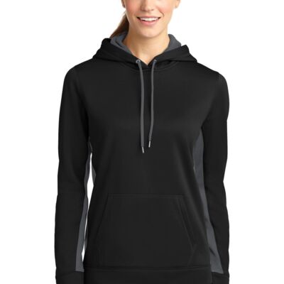 Sport Tek Ladies Sport Wick ® Fleece Colorblock Hooded Pullover LST235 Ladies Sport Wick ® Fleece Colorblock Hooded Pullover Thumbnail