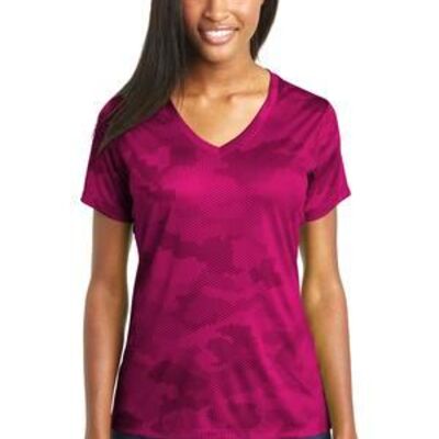 Sport Tek Ladies CamoHex V Neck T-Shirt LST370 Ladies CamoHex V Neck T-Shirt Thumbnail
