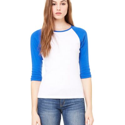 Bella + Canvas Ladies’  5.8 oz., 1x1 Baby Rib 3/4-Sleeve Contrast Raglan T-Shirt B2000 Ladies’  5.8 oz., 1x1 Baby Rib 3/4-Sleeve Contrast Raglan T-Shirt Thumbnail